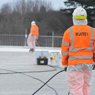 spray coating a industrial flat roof